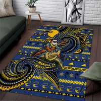 Tokelau Christmas Area Rug Santa Riding Sea Turtle DT05 Navy - Polynesian Pride