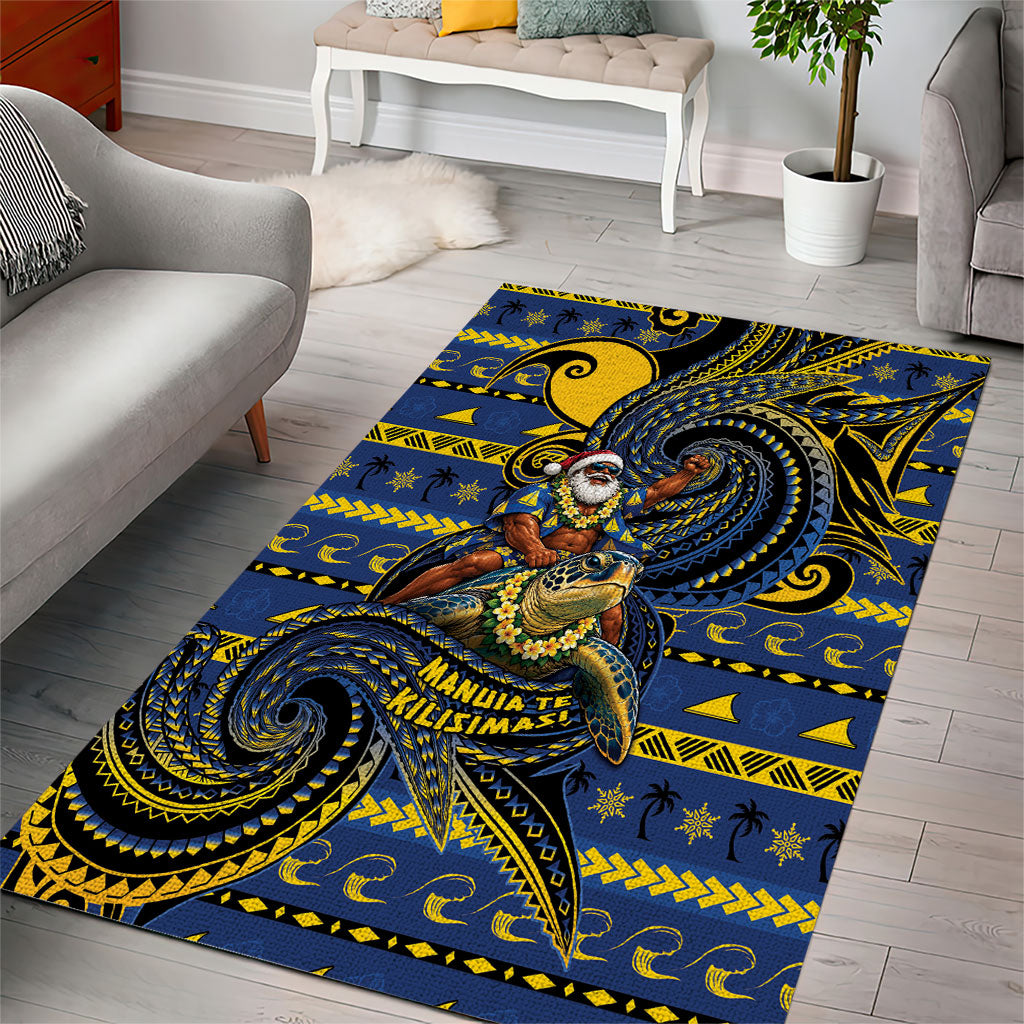 Tokelau Christmas Area Rug Santa Riding Sea Turtle DT05 - Polynesian Pride