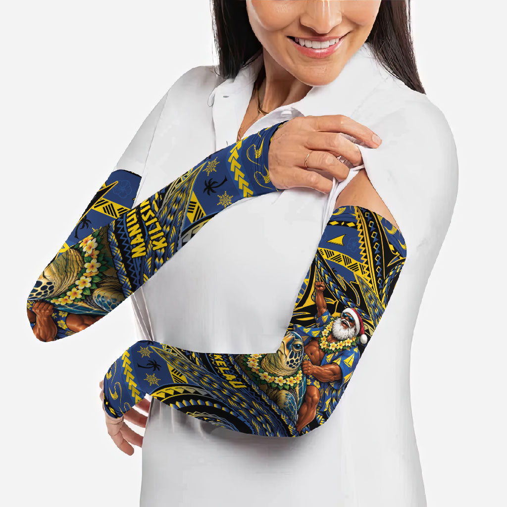 Tokelau Christmas Arm Sleeves Santa Riding Sea Turtle