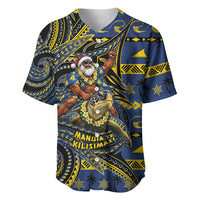 Tokelau Christmas Baseball Jersey Santa Riding Sea Turtle