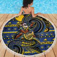 Tokelau Christmas Beach Blanket Santa Riding Sea Turtle