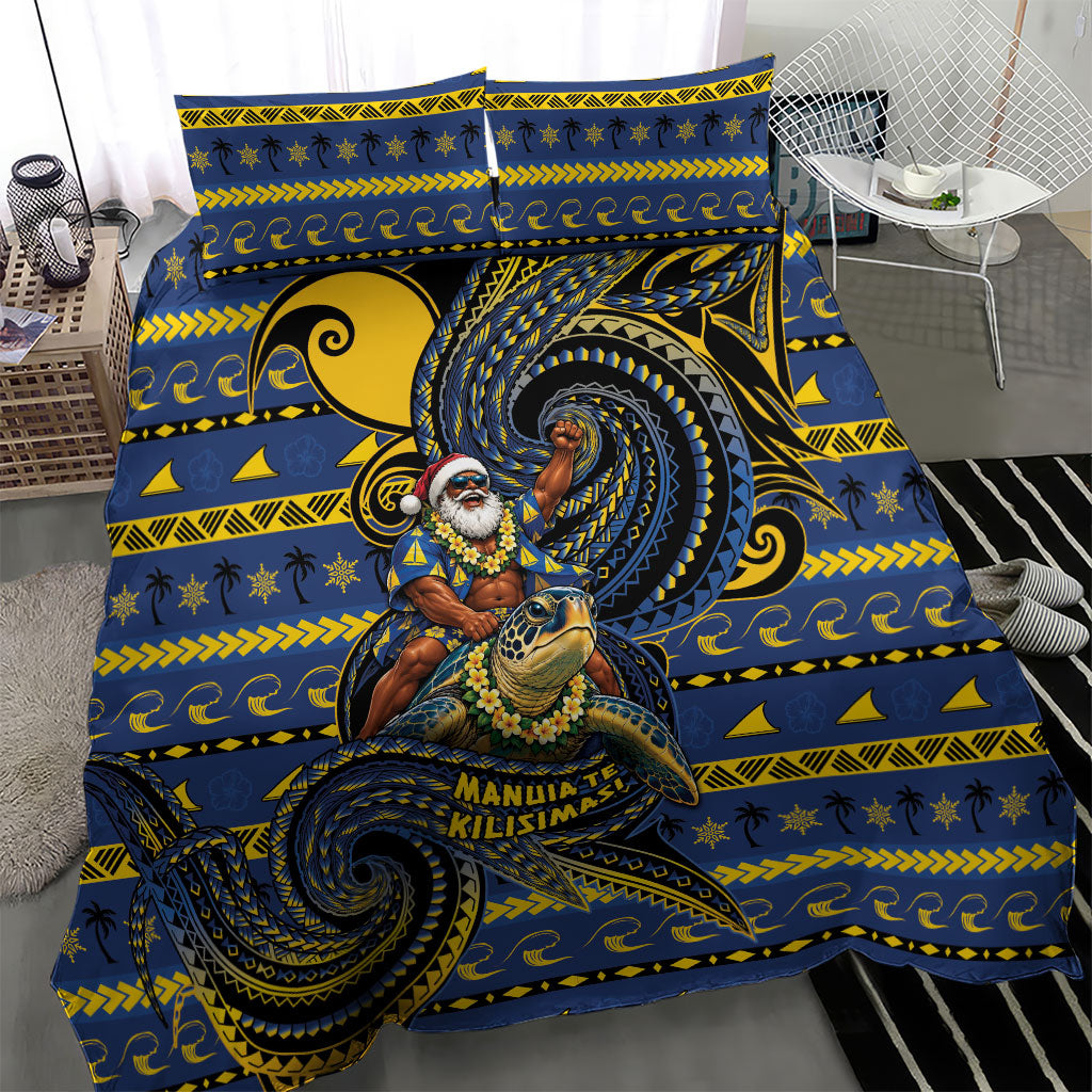 Tokelau Christmas Bedding Set Santa Riding Sea Turtle