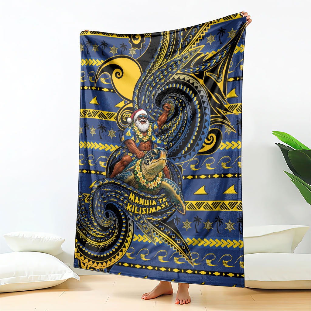 Tokelau Christmas Blanket Santa Riding Sea Turtle DT05 - Polynesian Pride