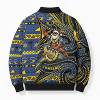 Tokelau Christmas Bomber Puffer Jacket Santa Riding Sea Turtle