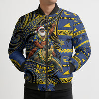 Tokelau Christmas Bomber Puffer Jacket Santa Riding Sea Turtle