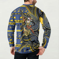 Tokelau Christmas Button Sweatshirt Santa Riding Sea Turtle