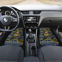 Tokelau Christmas Car Mats Santa Riding Sea Turtle DT05 Set 2pcs - Front Navy - Polynesian Pride
