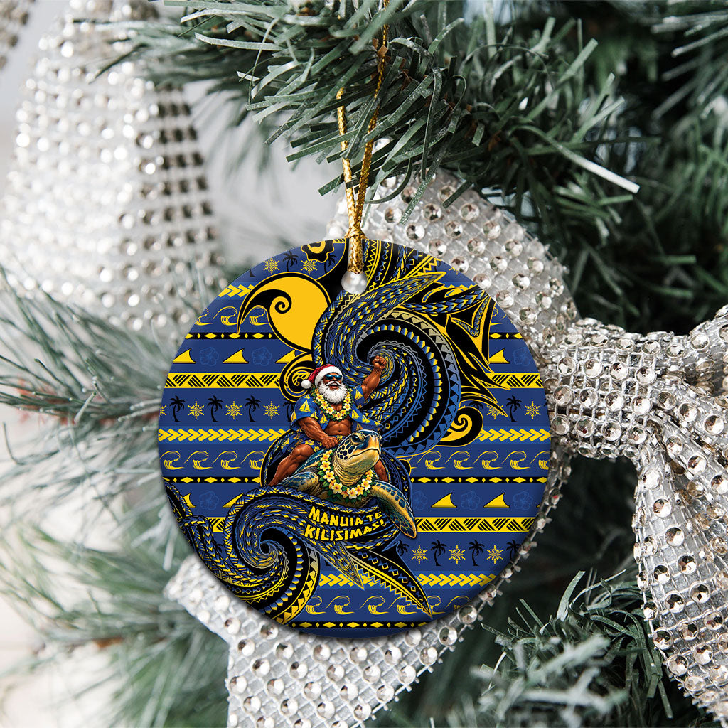 Tokelau Christmas Ceramic Ornament Santa Riding Sea Turtle