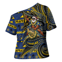 Tokelau Christmas Cross Shoulder Shirt Santa Riding Sea Turtle DT05 - Polynesian Pride