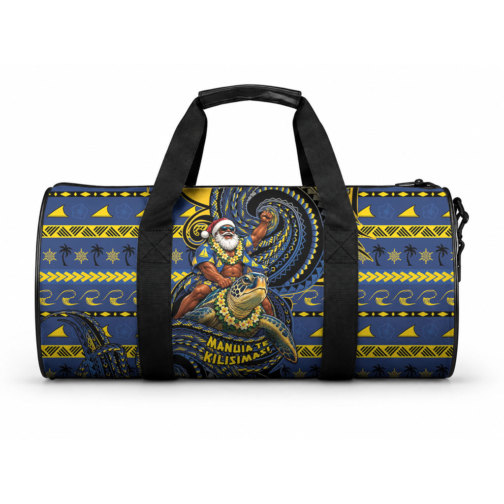 Tokelau Christmas Duffle Bag Santa Riding Sea Turtle