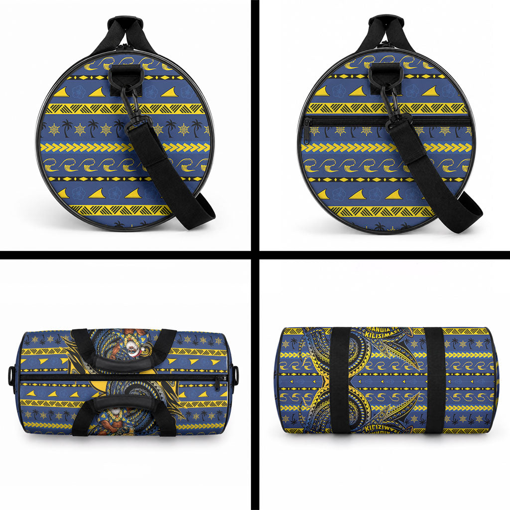 Tokelau Christmas Duffle Bag Santa Riding Sea Turtle