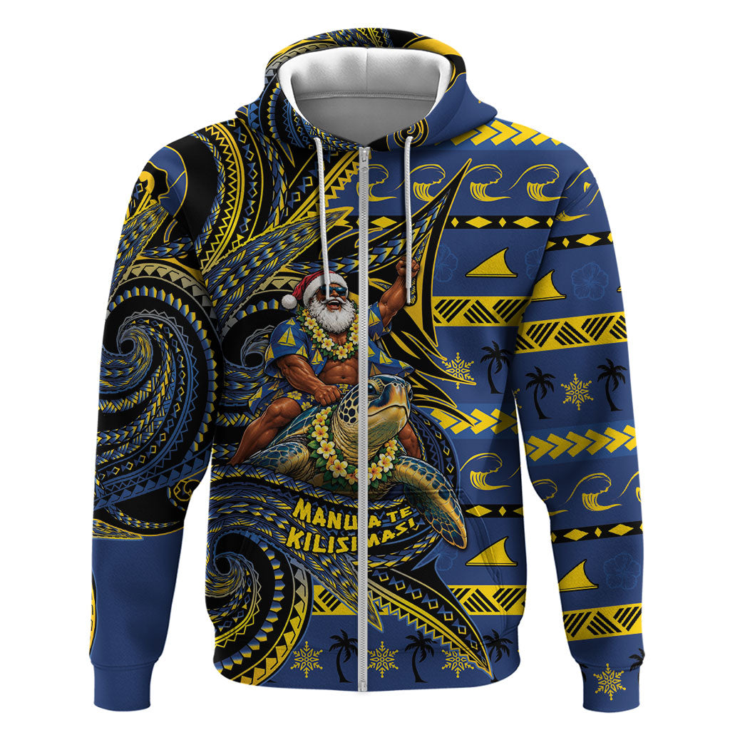 Tokelau Christmas Hoodie Santa Riding Sea Turtle
