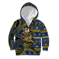 Tokelau Christmas Kid Hoodie Santa Riding Sea Turtle DT05 Zip Hoodie Navy - Polynesian Pride