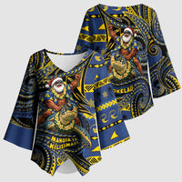 Tokelau Christmas Kimono Sleeve Blouse Santa Riding Sea Turtle DT05 - Polynesian Pride
