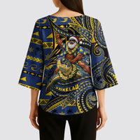 Tokelau Christmas Kimono Sleeve Blouse Santa Riding Sea Turtle DT05 - Polynesian Pride
