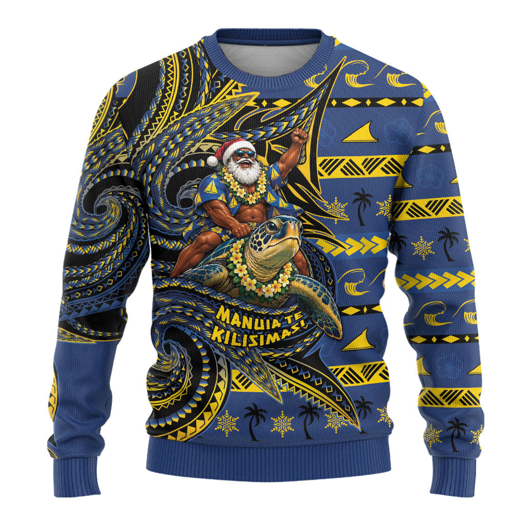 Tokelau Christmas Ugly Christmas Sweater Santa Riding Sea Turtle