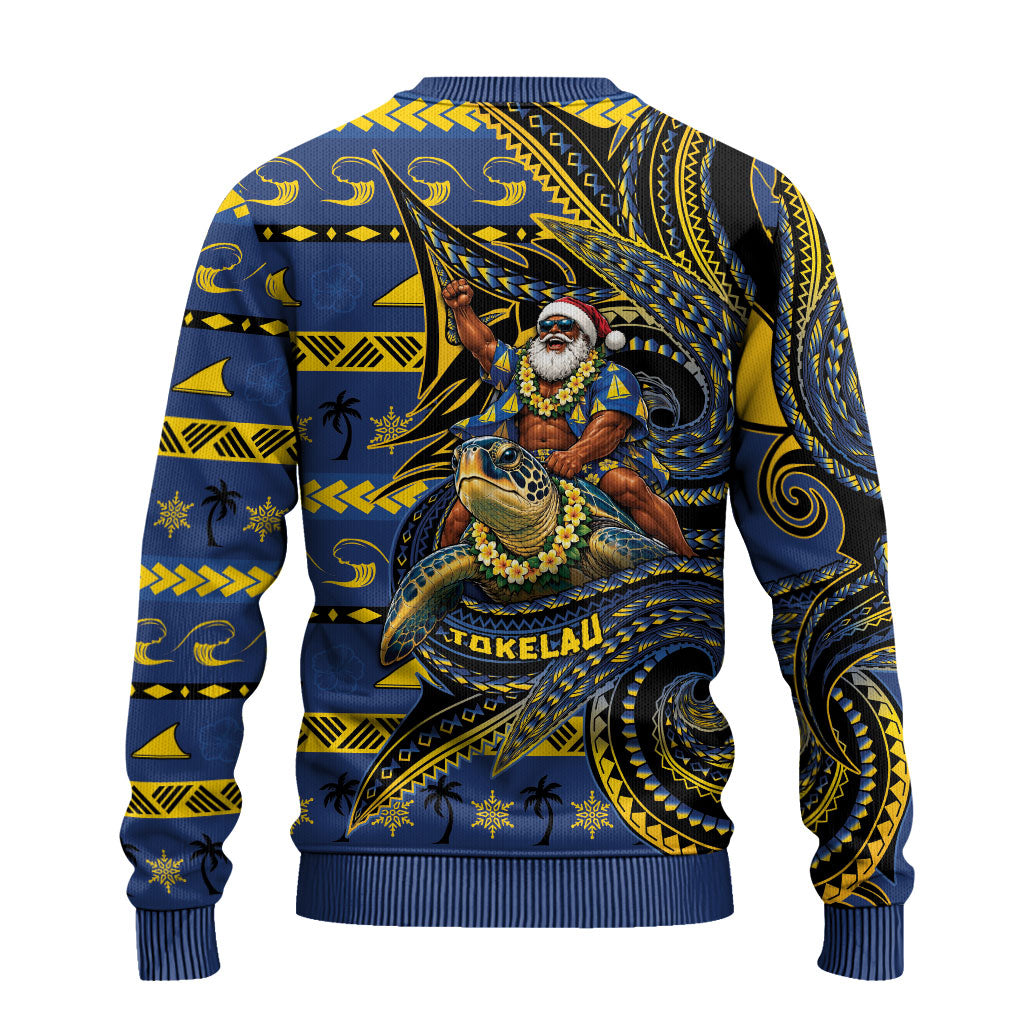Tokelau Christmas Ugly Christmas Sweater Santa Riding Sea Turtle