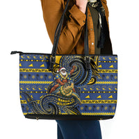 Tokelau Christmas Leather Tote Bag Santa Riding Sea Turtle