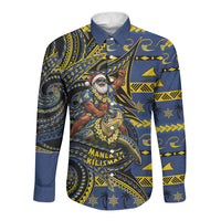 Tokelau Christmas Long Sleeve Button Shirt Santa Riding Sea Turtle