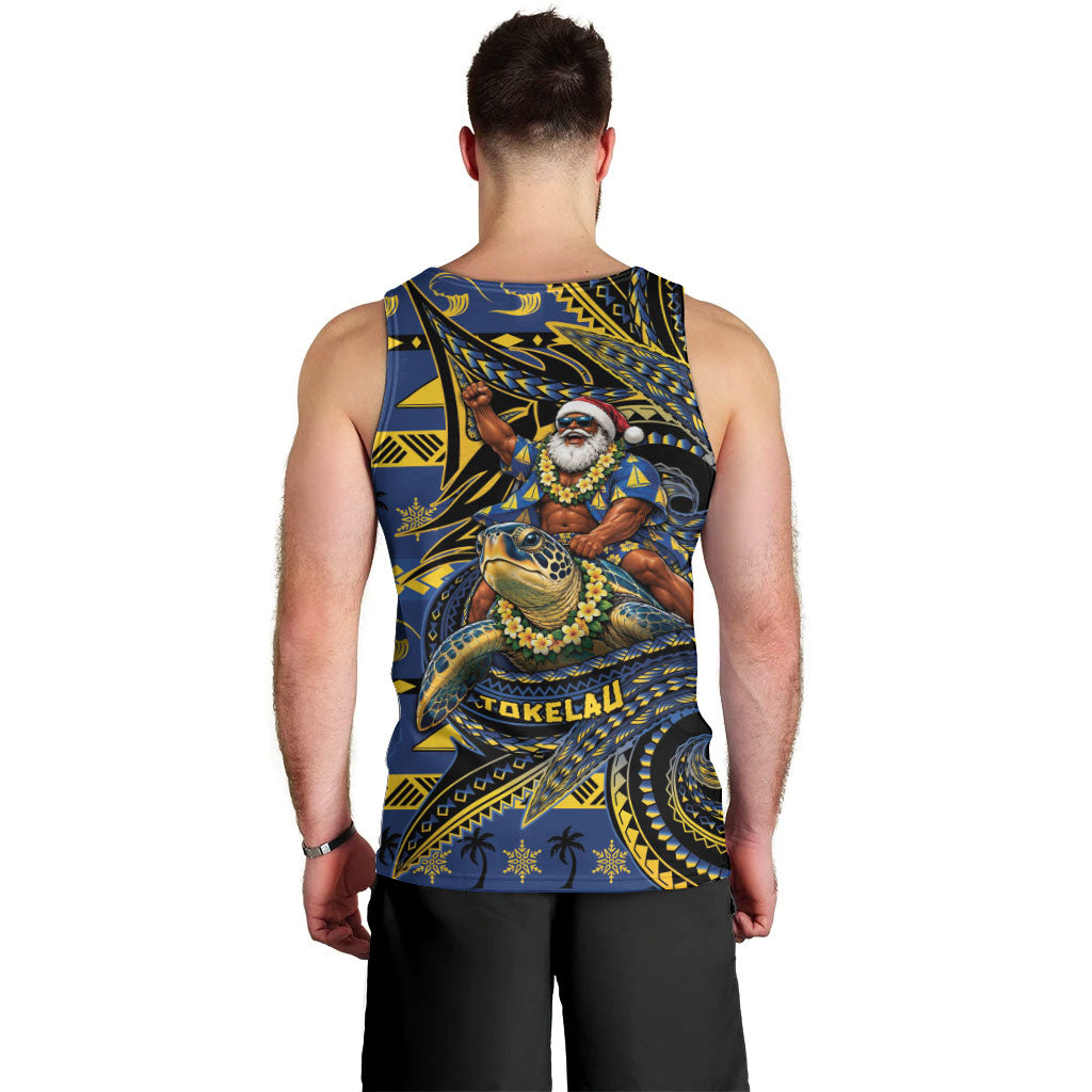 Tokelau Christmas Men Tank Top Santa Riding Sea Turtle