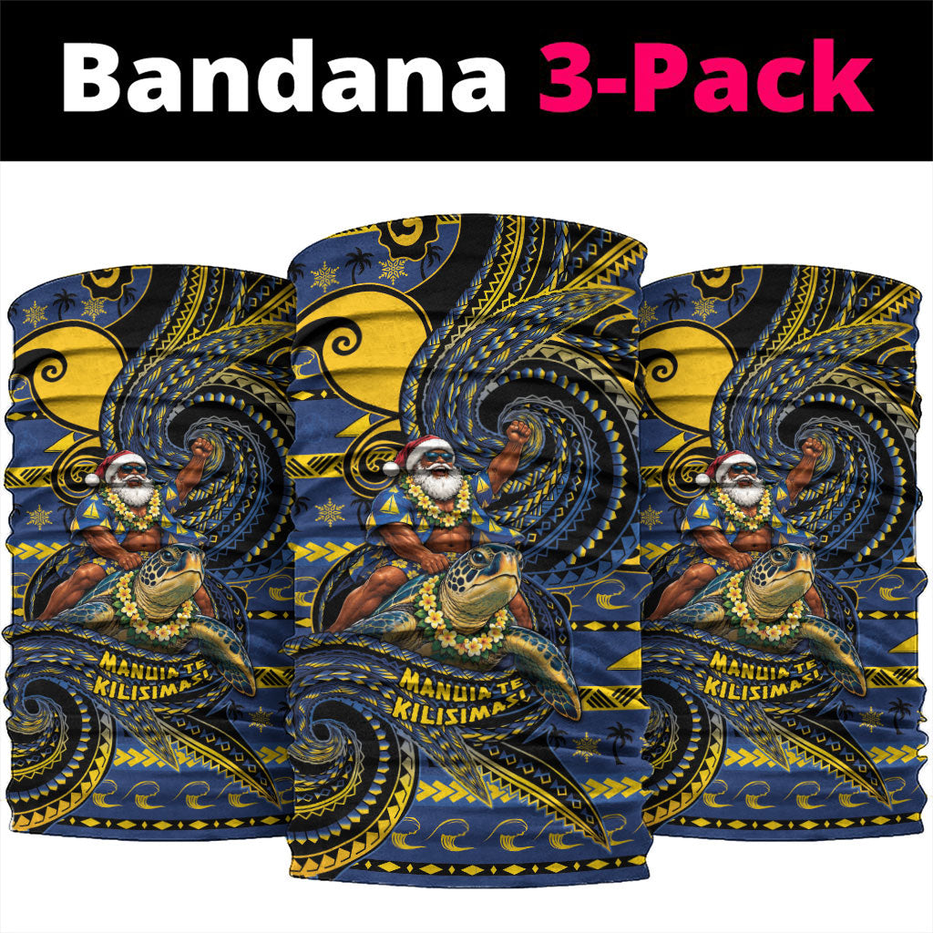 Tokelau Christmas Neck Gaiter Santa Riding Sea Turtle