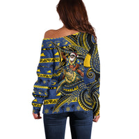 Tokelau Christmas Off Shoulder Sweater Santa Riding Sea Turtle DT05 - Polynesian Pride