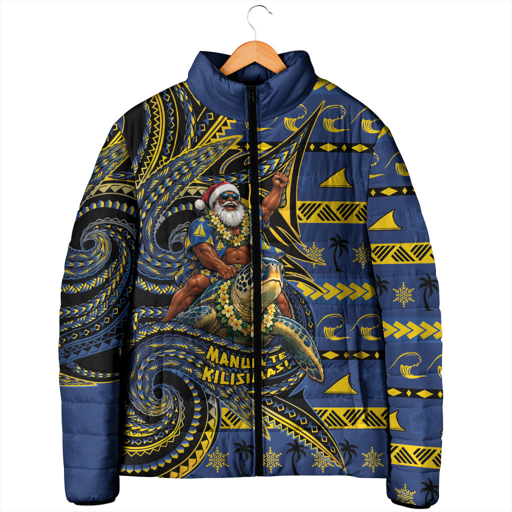 Tokelau Christmas Padded Jacket Santa Riding Sea Turtle DT05 - Polynesian Pride
