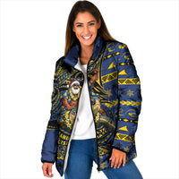 Tokelau Christmas Padded Jacket Santa Riding Sea Turtle DT05 Women Navy - Polynesian Pride