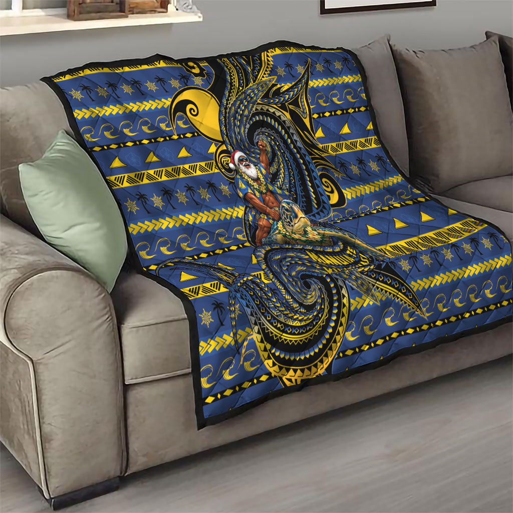 Tokelau Christmas Quilt Santa Riding Sea Turtle