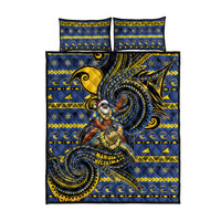 Tokelau Christmas Quilt Bed Set Santa Riding Sea Turtle