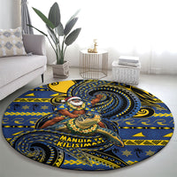 Tokelau Christmas Round Carpet Santa Riding Sea Turtle