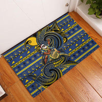 Tokelau Christmas Rubber Doormat Santa Riding Sea Turtle