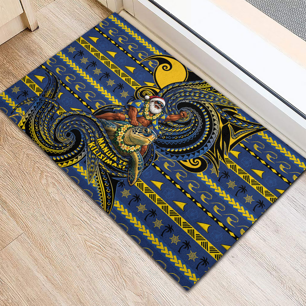 Tokelau Christmas Rubber Doormat Santa Riding Sea Turtle
