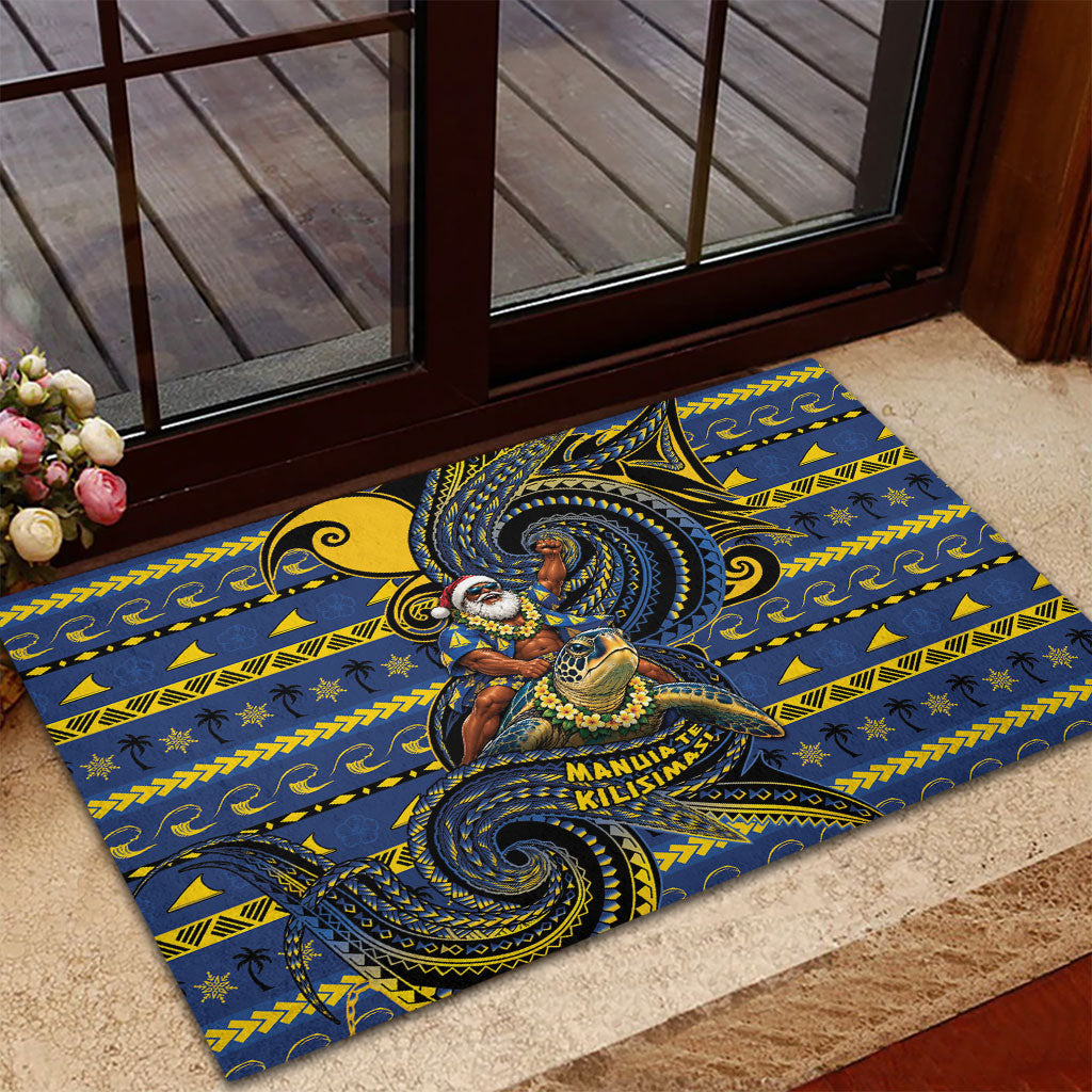 Tokelau Christmas Rubber Doormat Santa Riding Sea Turtle