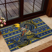 Tokelau Christmas Rubber Doormat Santa Riding Sea Turtle