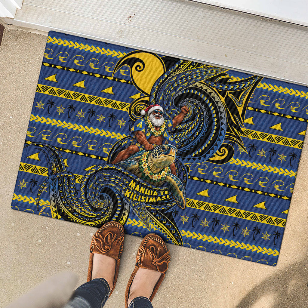 Tokelau Christmas Rubber Doormat Santa Riding Sea Turtle