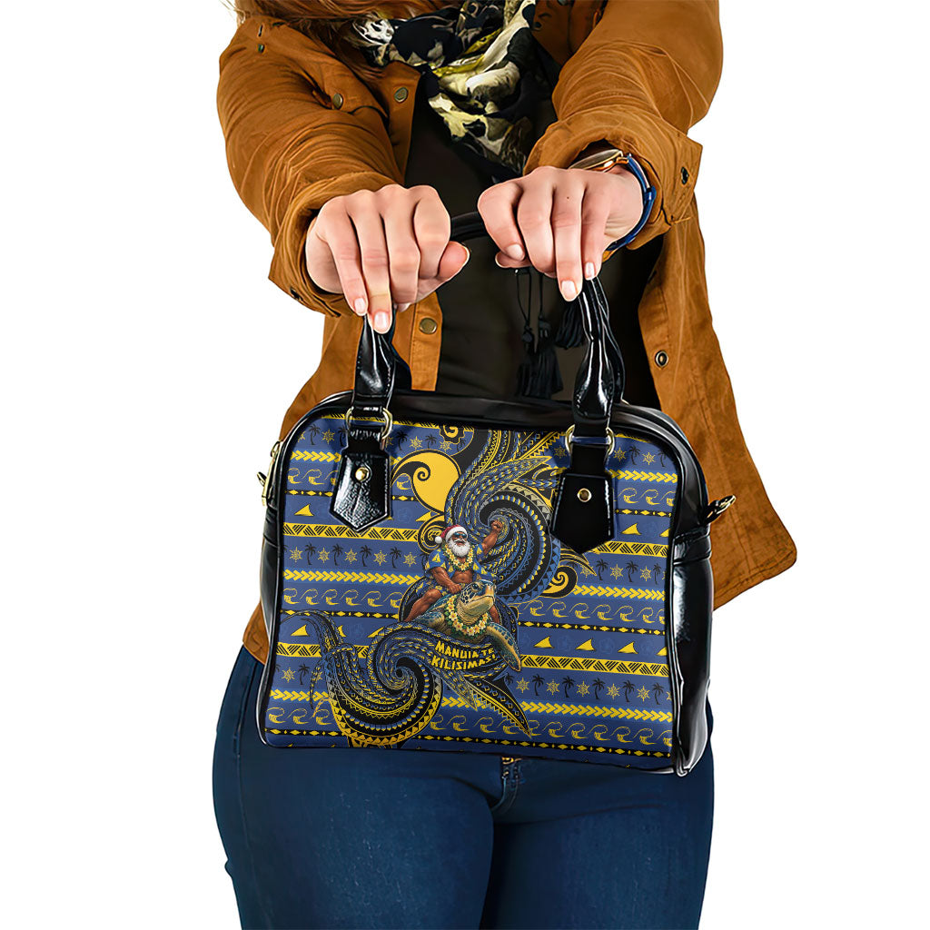 Tokelau Christmas Shoulder Handbag Santa Riding Sea Turtle DT05 One Size Navy - Polynesian Pride