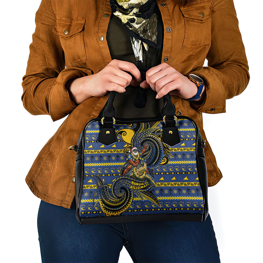 Tokelau Christmas Shoulder Handbag Santa Riding Sea Turtle DT05 - Polynesian Pride
