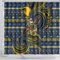 Tokelau Christmas Shower Curtain Santa Riding Sea Turtle DT05 - Polynesian Pride