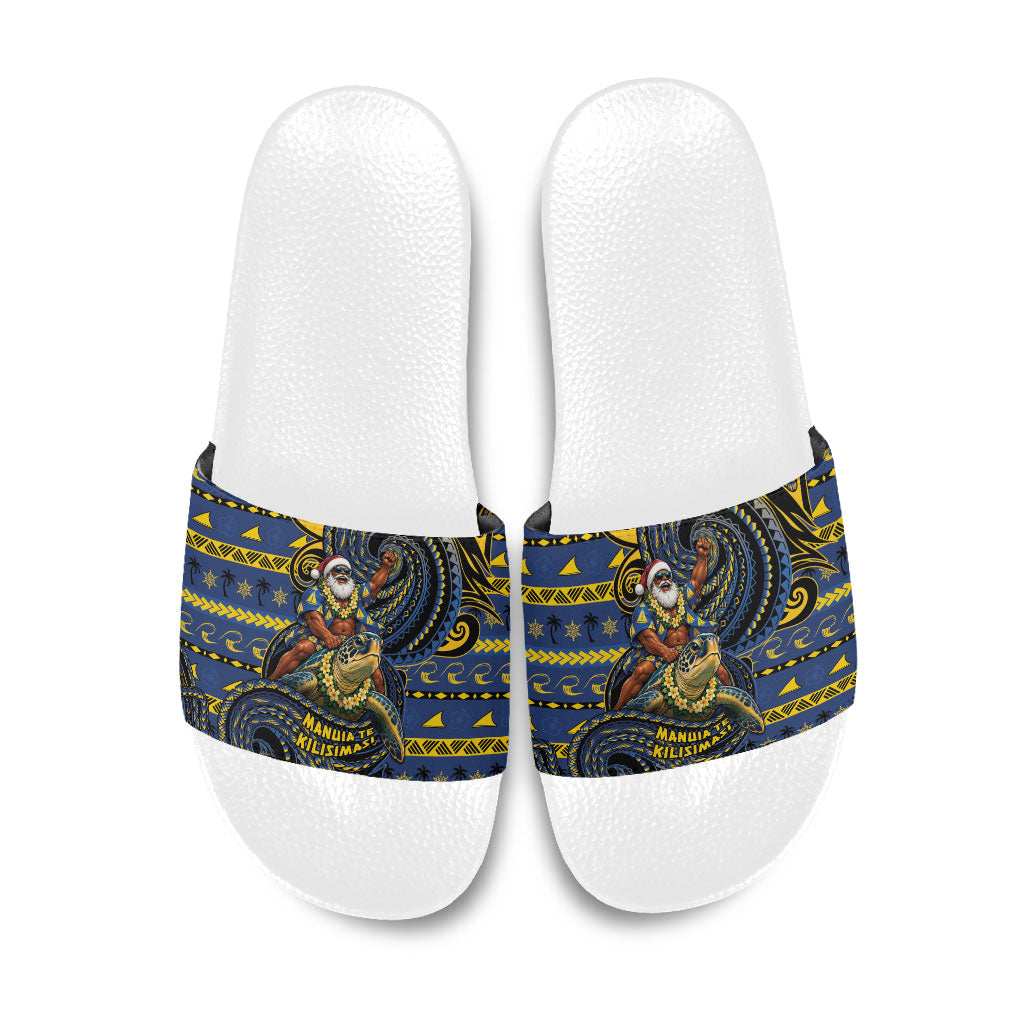 Tokelau Christmas Slide Sandals Santa Riding Sea Turtle
