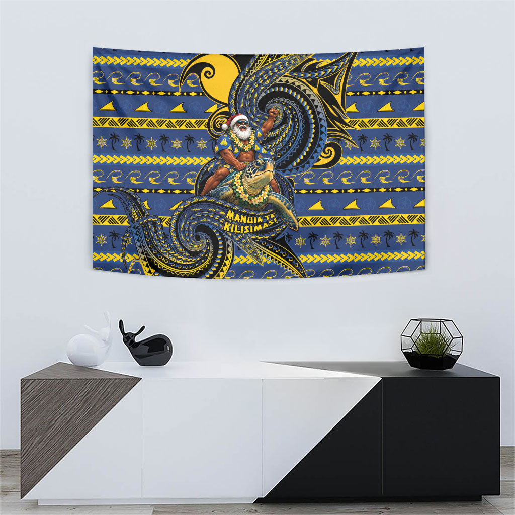 Tokelau Christmas Tapestry Santa Riding Sea Turtle DT05 - Polynesian Pride