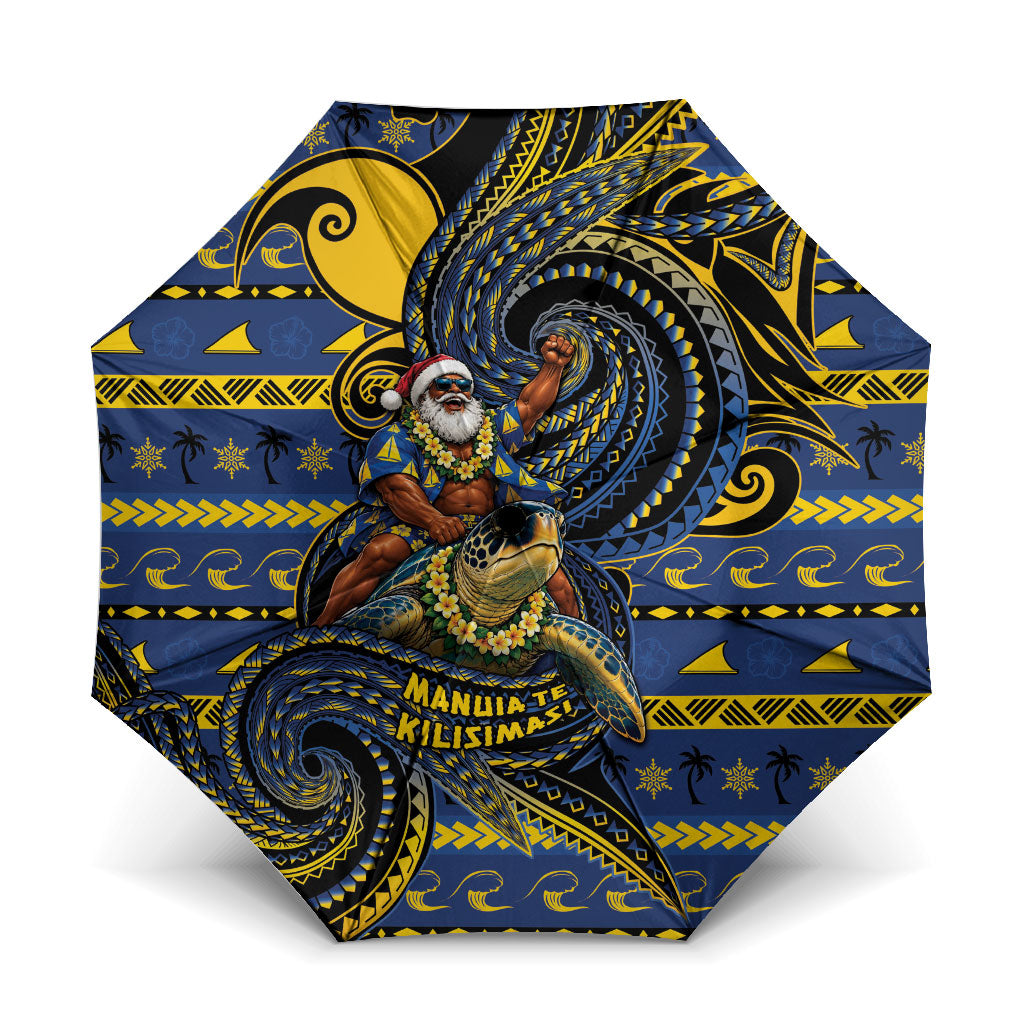 Tokelau Christmas Umbrella Santa Riding Sea Turtle