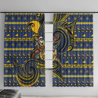 Tokelau Christmas Window Curtain Santa Riding Sea Turtle