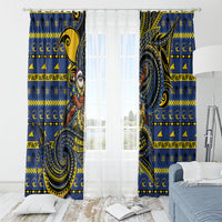 Tokelau Christmas Window Curtain Santa Riding Sea Turtle