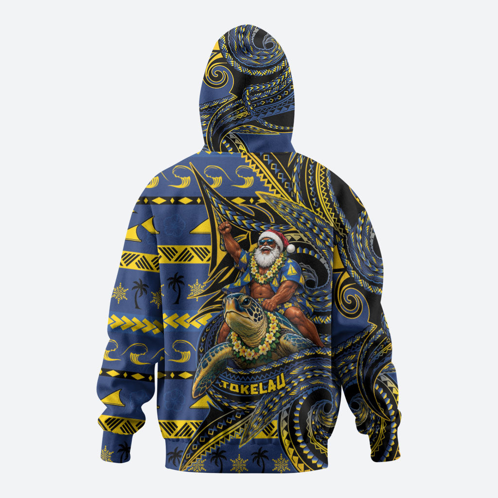 Tokelau Christmas Zip Hoodie Santa Riding Sea Turtle DT05 - Polynesian Pride