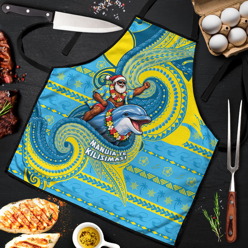Tuvalu Christmas Apron Santa Riding Ocean Dolphin