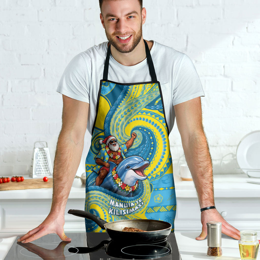 Tuvalu Christmas Apron Santa Riding Ocean Dolphin