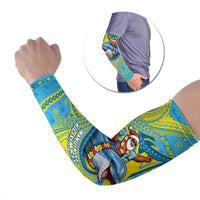 Tuvalu Christmas Arm Sleeves Santa Riding Ocean Dolphin