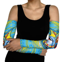 Tuvalu Christmas Arm Sleeves Santa Riding Ocean Dolphin