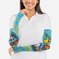 Tuvalu Christmas Arm Sleeves Santa Riding Ocean Dolphin